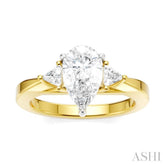 1/4 Ctw Pear Shape Trillion Cut & Round Cut Diamond Semi-Mount Engagement Ring in 14K Yellow and White Gold
